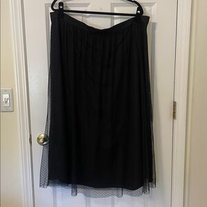 J. Crew Black Polka Dot Tulle Overlay Midi Skirt 2X